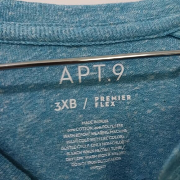 Apt 9 Mens Blue Long Sleeve Shirt Size 3XB Crewneck Shirt Big and Tall - Picture 2 of 5